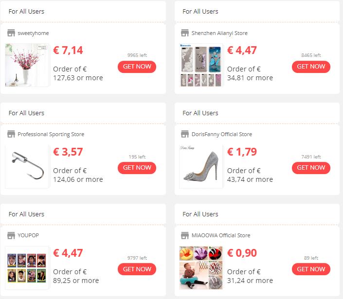 Cupones de descuento Aliexpress